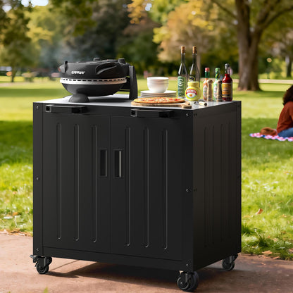 Outdoor Grill Cart with Storage Cabinet, Outdoor Cooking Table, Made Entirely of Stainless Steel, Grill Station for Kitchen Prep, Working Table, Lawn & Garden