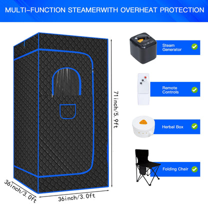Mirrostory Portable Steam Sauna for Home, Full Body Sauna Box, Personal Sauna Steam Sauna Tent at Home Spa with 3L 1200W Steamer, Home Saunas Room for Gym, Pilates, Garage, Size of 71"x36"x36"(Black)