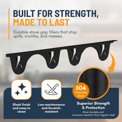 Linda’s Essentials Stainless Steel Stove Gap Covers - Adjustable 13.8" to 27.5" | 2 Pack Counter & Oven Filler