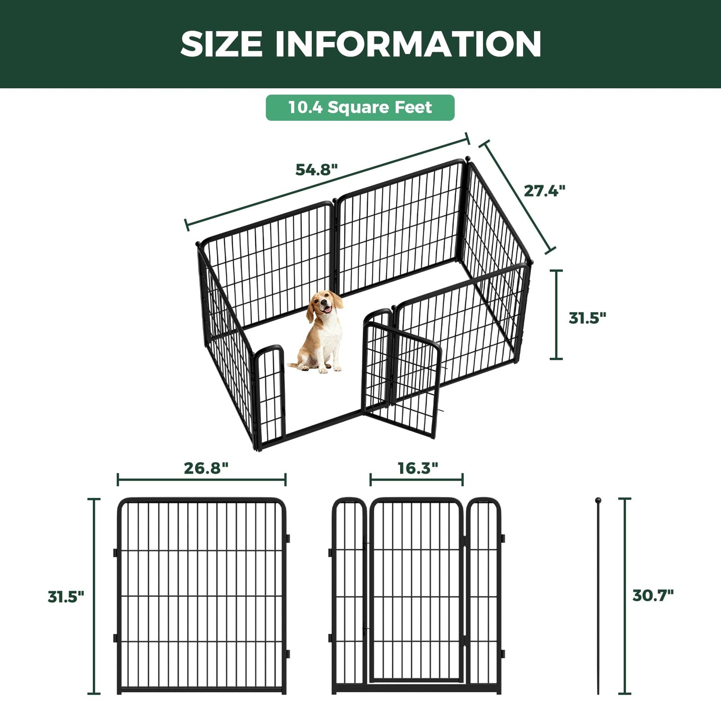 FXW Homeplus Unleashed Indoor Dog Playpen - Stress-Free and Safe Play, Heavy Duty 32 Inch 6 Panels Dog Pen for Small and Medium Dogs, Black│Patented