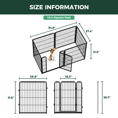 FXW Homeplus Unleashed Indoor Dog Playpen - Stress-Free and Safe Play, Heavy Duty 32 Inch 6 Panels Dog Pen for Small and Medium Dogs, Black│Patented