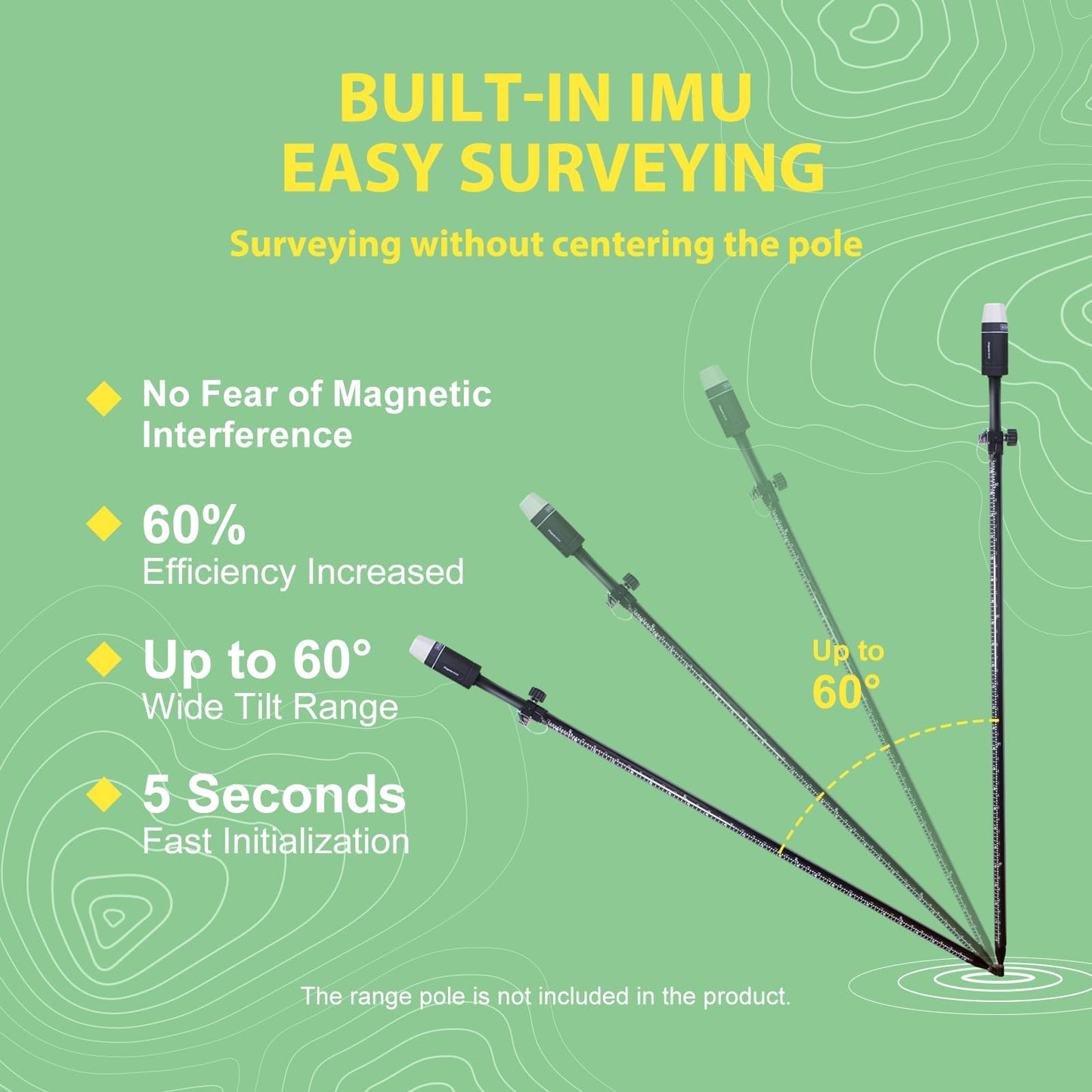 SingularXYZ RTK GNSS Survey Equipment 60° Tilt Built-in IMU,Equipped with Rover Handheld GPS and Software Ideal for Land Surveying,GIS,Mine Surveying,Topographic