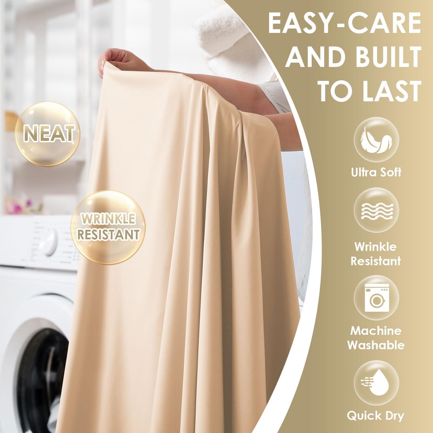 CozySmile Full Sheet Set,Luxury Silky Soft 6 Piece Bed Sheet Set Fits 16 inch Deep Pocket Mattresses, Wrinkle Free & Breathable Cooling Machine Washable Hotel Bedding Sheets Full Size (Champagne)