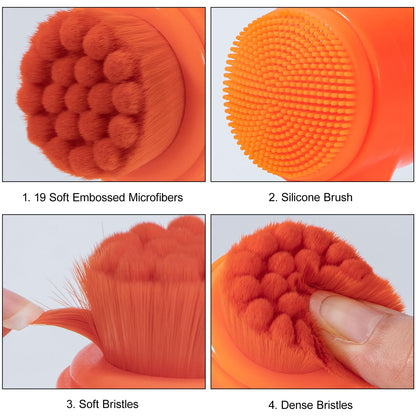 Face Brush 2 in 1, Facial Cleansing Exfoliating Scrubber Brush, Silicone Double Side Manual Face Wash Scrub Brush with Soft Bamboo Charcoal Fiber for Deep Pore Cleansing, Massaging, Skin Care