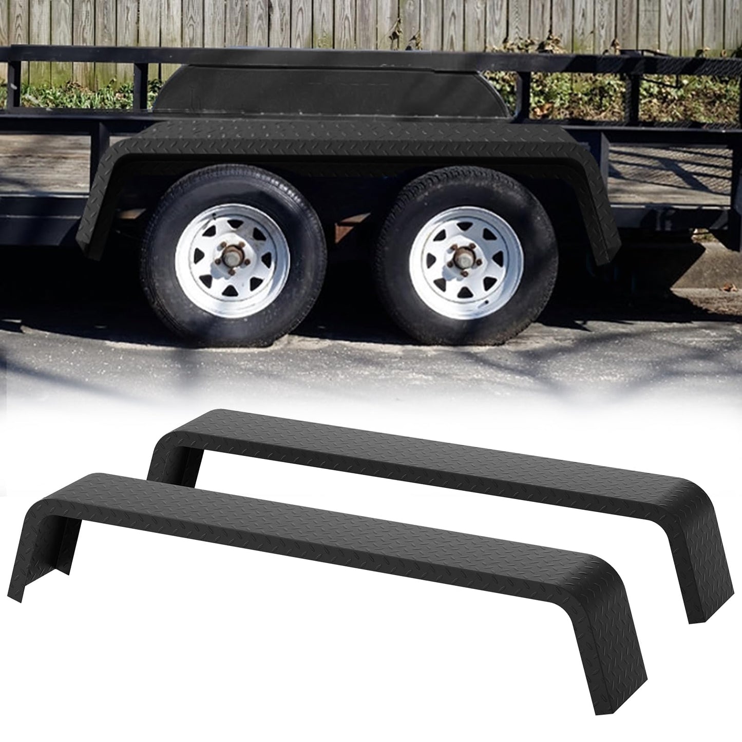 2 Pack Tandem Axle Trailer Fenders Fit for 13"-15" Tires,72-7/8"x10-1/4"x13" Heavy Duty Steel Trailer Fenders Double Axle Car Hauler,Cargo,Utility,Landscape Trailer