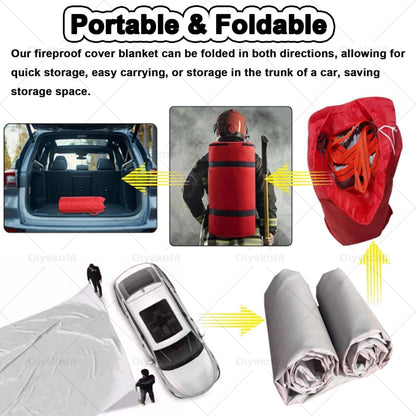 MDYHY Fire Blanket for Vehicles, Reusable Flame Retardant, Silicone Coated Emergency Fire Suppression Blanket for Home, Office & Caravan, 4m x 6m (13.1ft x 19.7ft)