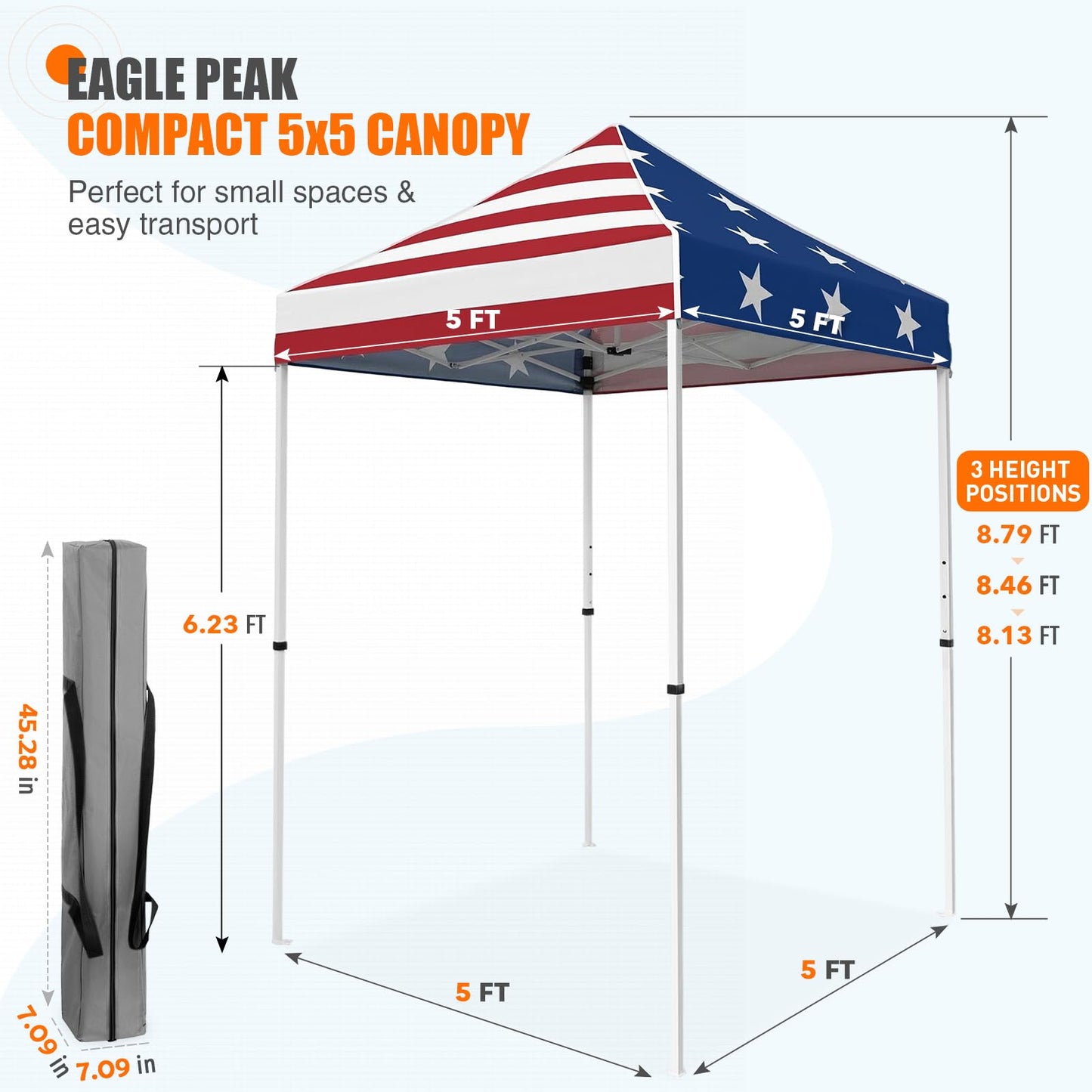 EAGLE PEAK 5x5 Pop Up Canopy and Folding Camping Table