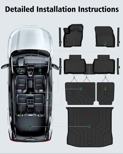 Floor Mats Custom for Ford Edge 2015-2024 2025 2026 ST Titanium SE SEL Sport Trunk Mat with Backrest Mat All Weather TPE Full Set Liners Cargo Protector & Door Sill Guards for Edge 2025 Accessories