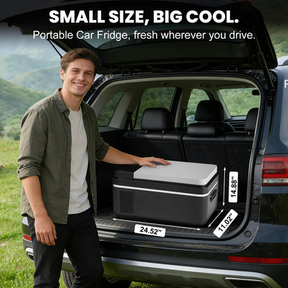 OLIXIS Portable Car Refrigerator, 21QT Single-Zone Electric Cooler for Vehicles, -4℉-68℉ Freezer Smart Control via Bluetooth with Car Battery Protection, Child Lock, 12/24V DC & 100-240V AC Powered