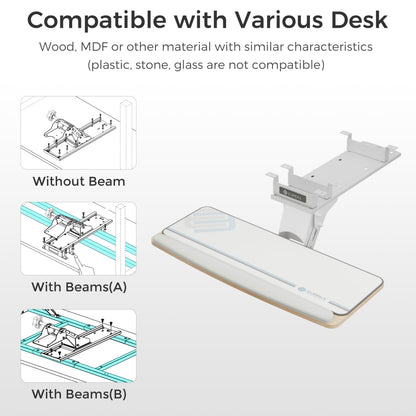 EUREKA ERGONOMIC Keyboard Tray Height Adjustable, Swivel Tilt Computer Keyboard Drawer Under Desk, 25x9.13'' Sliding Keyboard & Mouse Platform with Mouse Pad for Typing, Maple