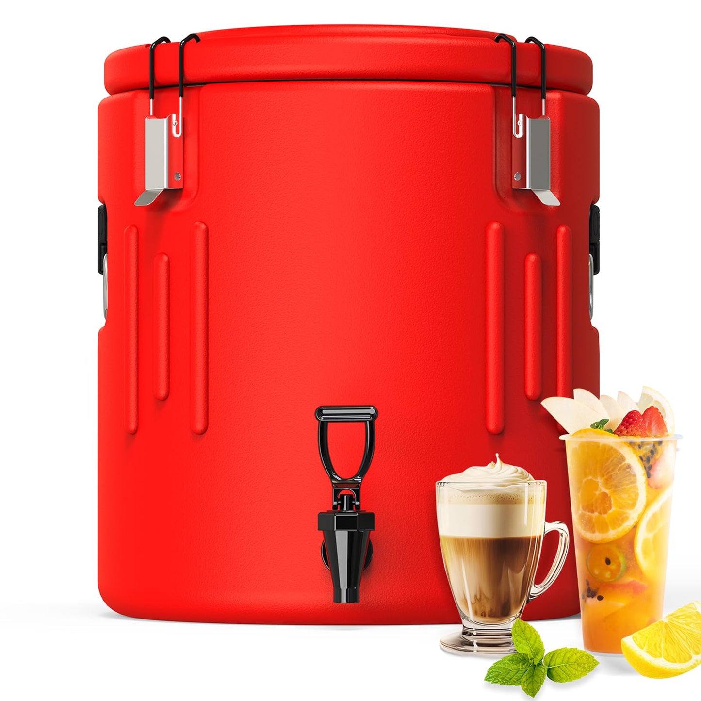 Insulated Beverage Dispenser 5 Gallon, Hot Drink Dispenser with 304 Stainless Steel Interior & Spout, Hot Water Dispenser for Parties, Portable Outdoors Water Jug for Camping Sports,N5