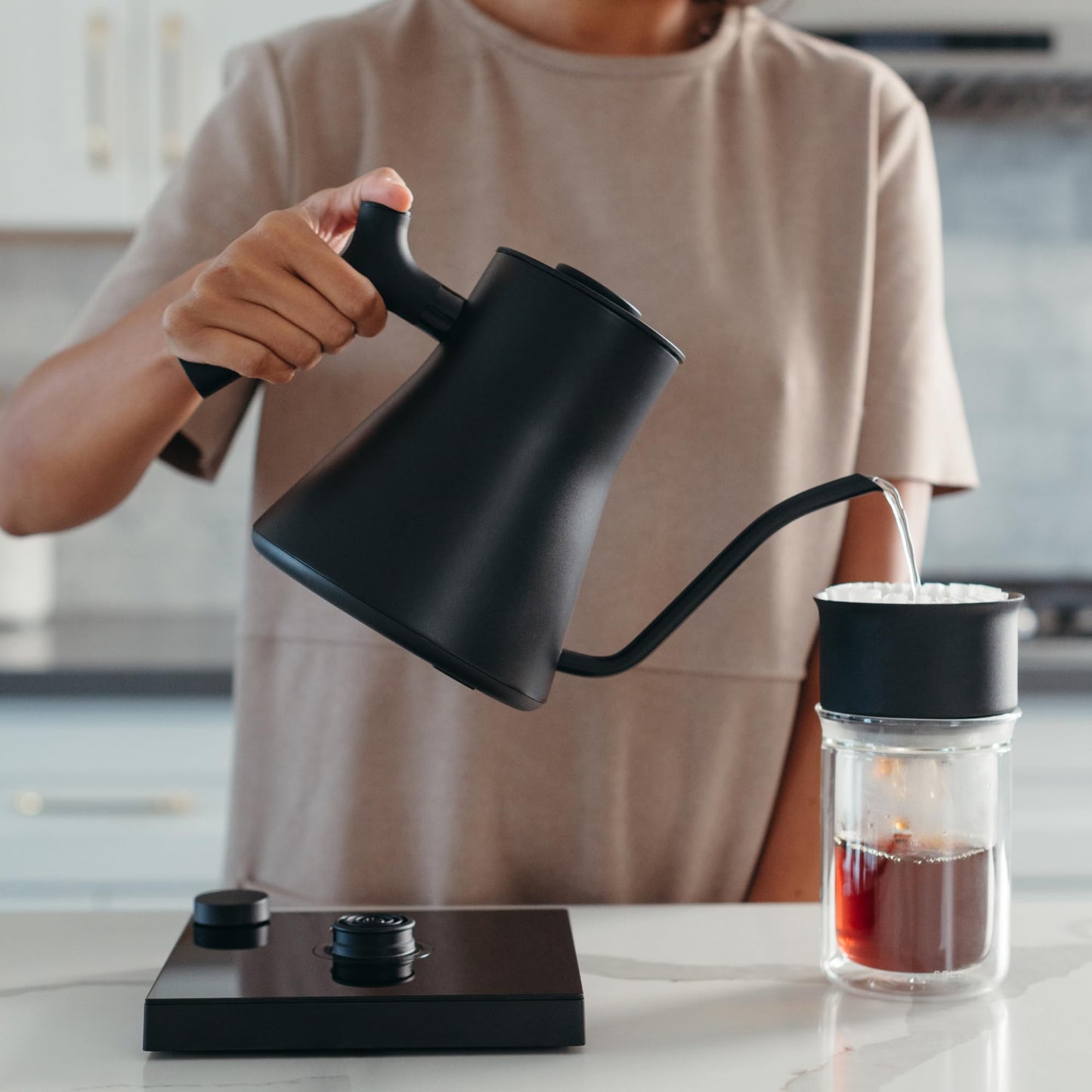 Fellow Stagg EKG Pro Electric Gooseneck Kettle - Pour-Over Coffee and Tea, Quick Heating, Precise Temperature Control, Scheduling, Built-in Brew Timer, Matte Black, 0.9 Liter