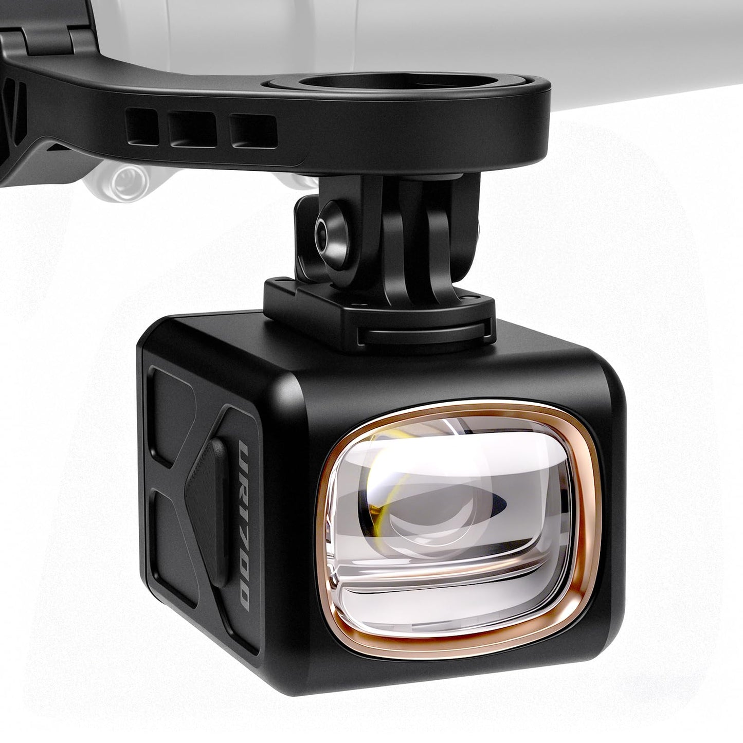 RAVEMEN UR1700 Bike Headlight, Under Mount Bicycle Light for 31.8–35mm Handlebar, Cut Off Beam | Dual Beam System | Auto On Off | Aluminum Housing | USB C Rechargeable | Road Urban Cycling