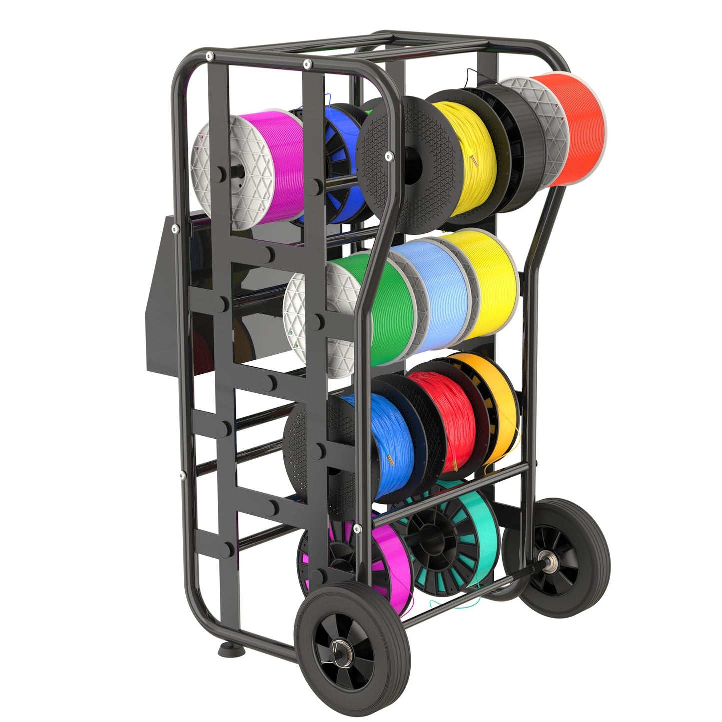 Wire Spool Rack for Wire Spool, Portable Wire Rack Dispenser with Wheels, Automotive Wire Storage, Multi-Spool Wire, Cable Dispenser, Electrical Wire Spool Holder Cart with Storage Tray (Black)