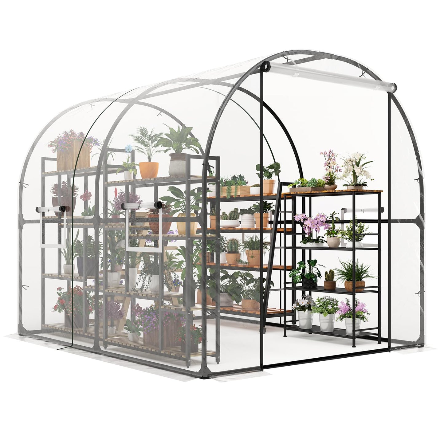 GarveeLife 8.2x6.6x6.6 ft Premium Greenhouse for Outdoors,Upgraded Portable Walk-in Heavy Duty Frame Large Garden Plant Hot Outside Hoop House,Transparent
