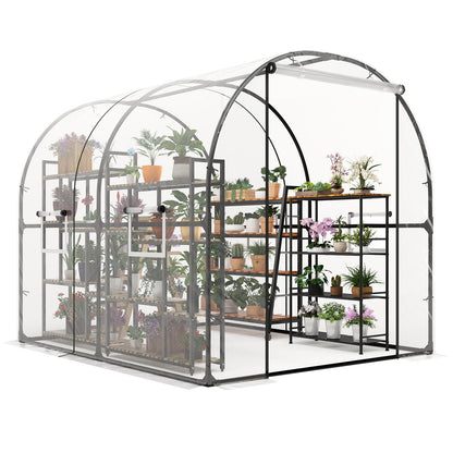 GarveeLife 8.2x6.6x6.6 ft Premium Greenhouse for Outdoors,Upgraded Portable Walk-in Heavy Duty Frame Large Garden Plant Hot Outside Hoop House,Transparent