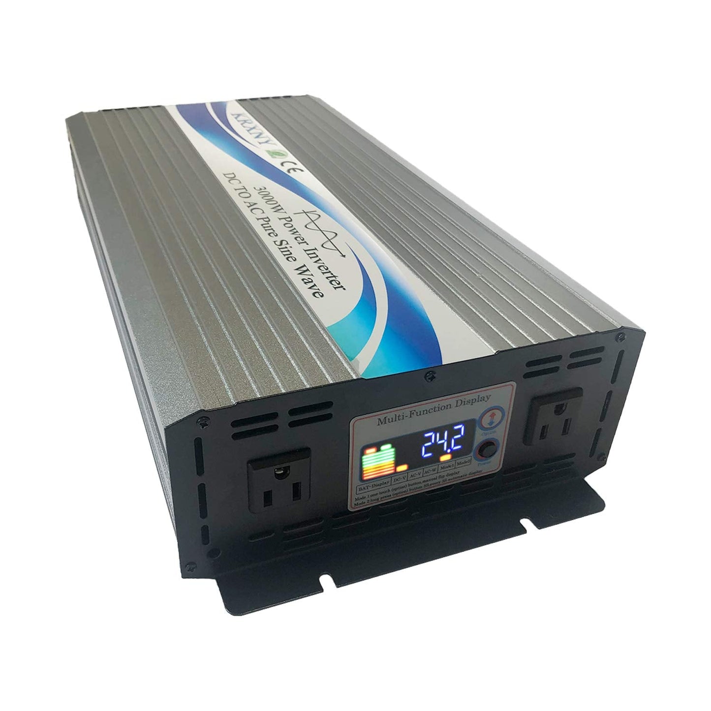KRXNY 3000W Off Grid Pure Sine Wave Power Inverter 24V DC to 110V 120V AC with LCD Display for RV Camping Truck Home Solar