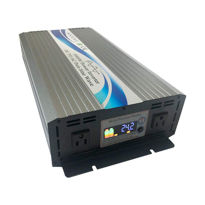 KRXNY 3000W Off Grid Pure Sine Wave Power Inverter 24V DC to 110V 120V AC with LCD Display for RV Camping Truck Home Solar