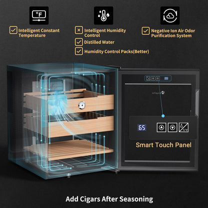 KingChii 48L Electric Cigar Humidors with Temperature Control System, Cigar Cabinet with Spanish Cedar Wood Shelves & Hygrometer, Gifts for Men (3 Layers 350 Capacity)