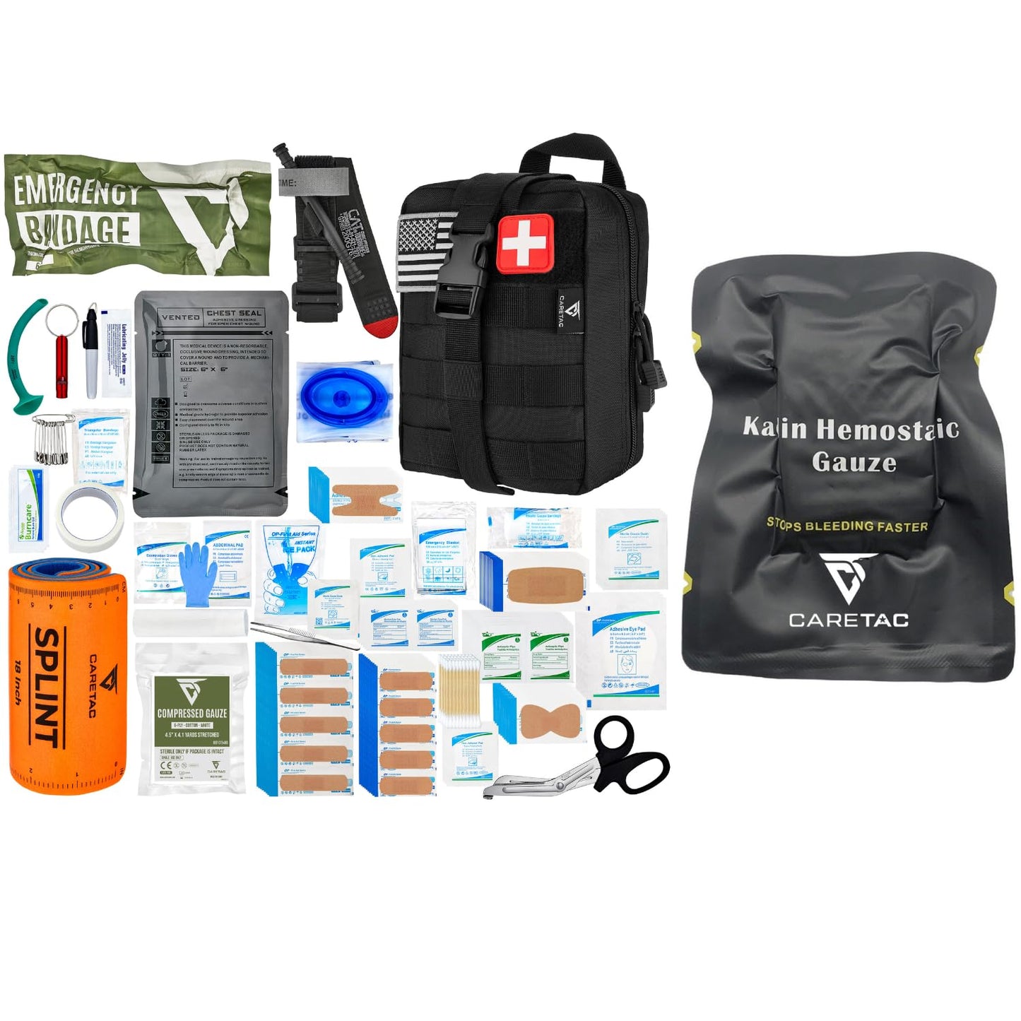 CareTac Trauma First Aid Kit with CAT Gen-7 Tourniquet & Hemostatic Clotting Gauze