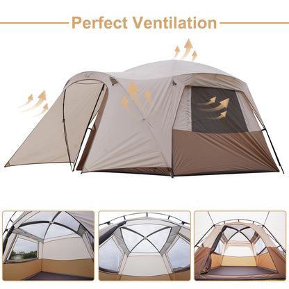 Vidalido 3-4 Person Tent with 1 Mesh Door and 2 Large Mesh Window, Double Layer Waterproof Portable Family Cabin Tent, 4 Person Tents for Outdoor Camping Hiking