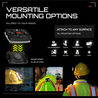 Guardian Angel Elite Series Safety Light - White Front & Yellow Rear - Rechargeable, Magnetic, Hands-Free Wearable & Mountable LED Flashlight for Construction, Roadside, Utility & Industrial PPE