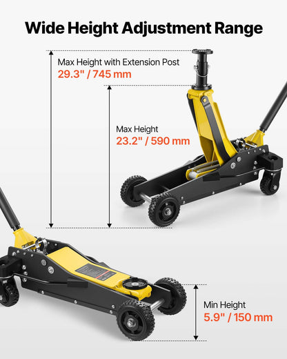 VEVOR Off Road Floor Jack, 3 Ton Aluminum & Steel Racing Low Profile Floor Jack with Dual Pistons Quick Lift Pump & Extension Post, Hydraulic Trolley Car Lift Jacks for Motorcycles, ATVs, SUV Pickup