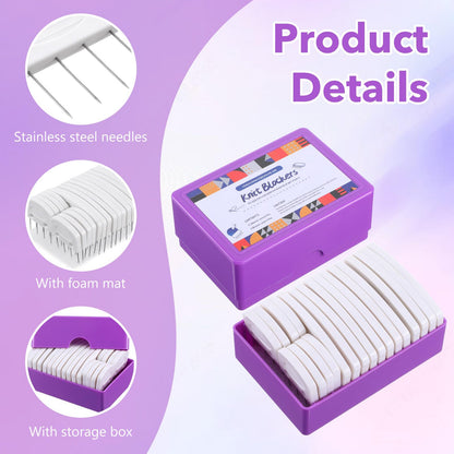 Kifmurase 20PCS Knit Blocking Pins Kit, Knit Blockers Combs for Blocking Knitting Crochet Lace or Needlework Projects, White Knitting Block Pins Kit Tool for Blocking Mats