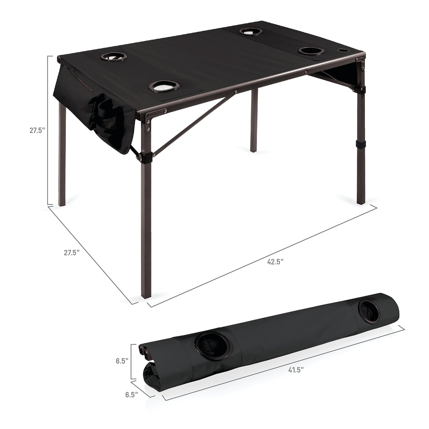 PICNIC TIME NCAA Pittsburgh Panthers Travel Table Portable Folding Table, Camping Table, Outdoor Table with Carry Bag, (Black)