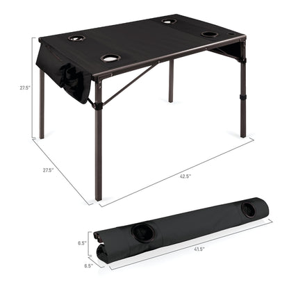 PICNIC TIME NCAA Pittsburgh Panthers Travel Table Portable Folding Table, Camping Table, Outdoor Table with Carry Bag, (Black)
