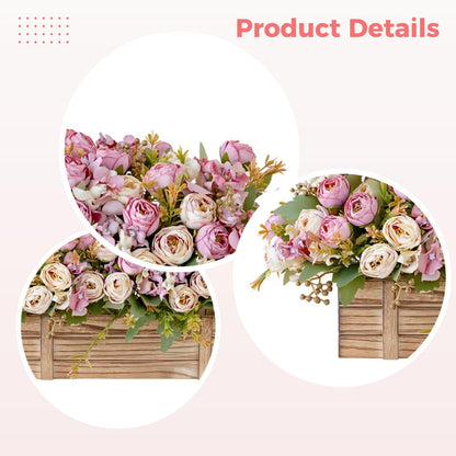 yeeplant 13 in Flowers in Wooden Box, Table Centerpiece