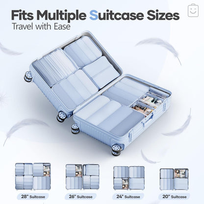 Veken Compression Packing Cubes - Durable Travel Organizer Set for Luggage | Large Light Blue Bags