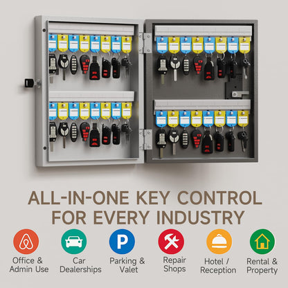 WeHere 32-Key Smart Key Lock Box Wall Mount – Commercial Key Cabinet with App, Bluetooth & WiFi Unlock (Sold Separately), Access Log Tracking, Key Management System for Rental, Office, Property