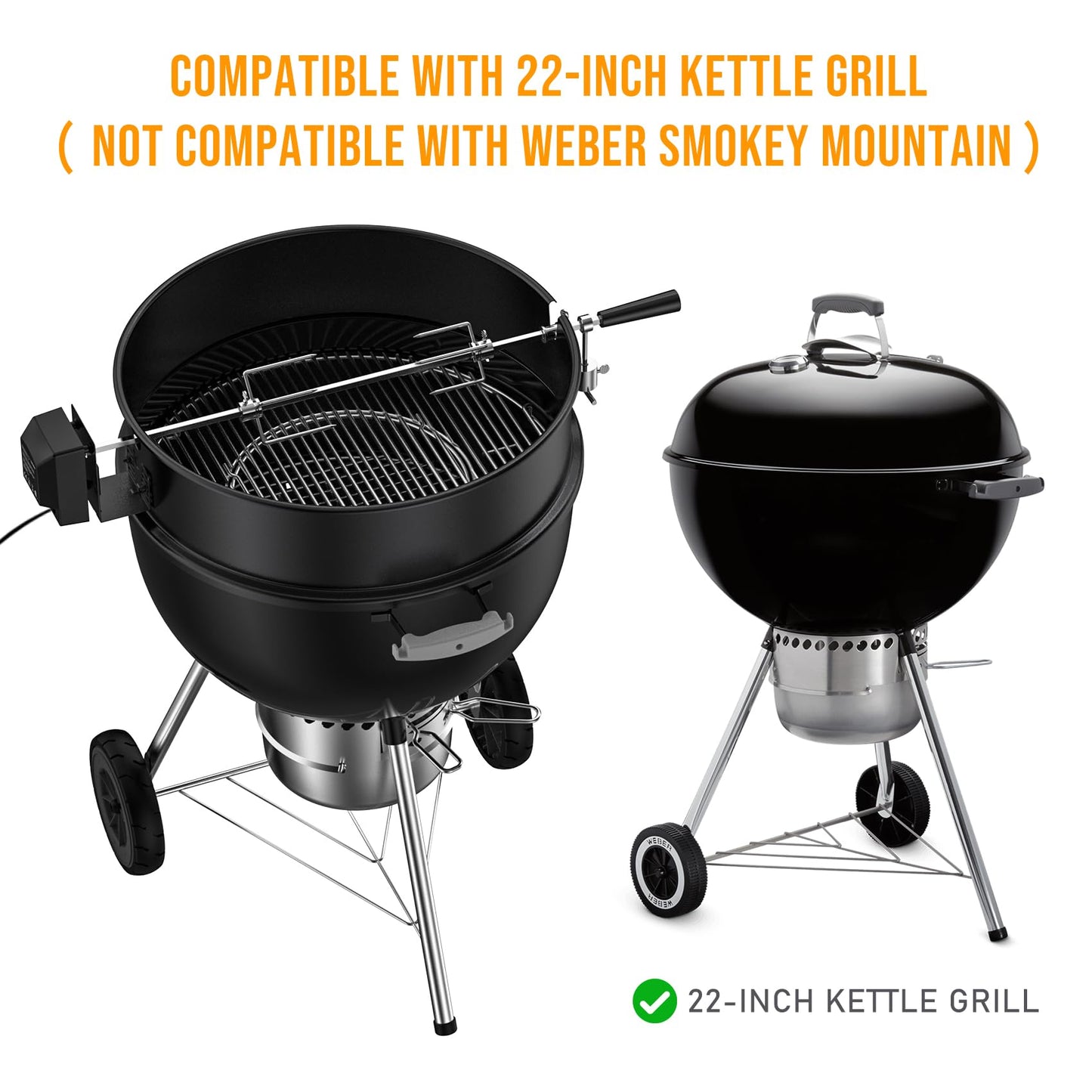 Charkettle Rotisserie Ring Kit and Stainless Steel Round Tumble Rotisserie Grill Basket