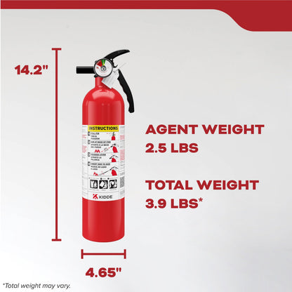 Kidde Fire Extinguisher for Home, 1-A:10-B:C, Dry Chemical Extinguisher, Red, Mounting Bracket Included, 4 Pack