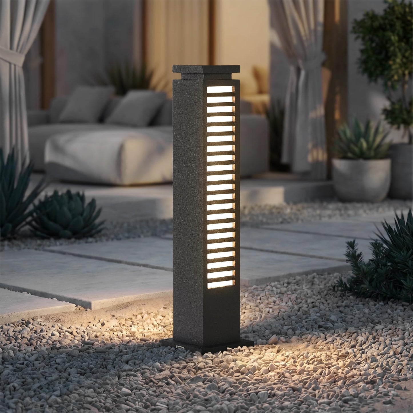 Linkmoon Outdoor Pathway Lights Wired, IP65 Waterproof Landscape Path Light, 27.6'' AC100-240V Bollard Light, Modern Commercial Pathway Lighting, 3000K LED Landscape Lighting for Patio Garden Walkway
