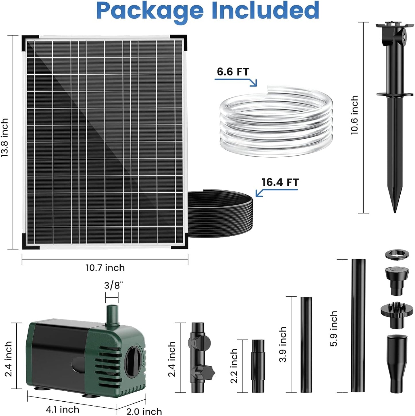 NFESOLAR 20W Solar Fountain Pump - 160GPH Solar Powered Water Pump with Adjustable Flow & 16.4FT Cord for Garden, Pond, and Bird Bath