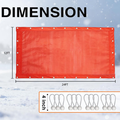 ONENESS Concrete Blanket, Construction Concrete Curing Blanket 3.6mm/0.15inch Thickness, Tarpaulin, Multipurpose Use Waterproof Tarps with Ball Bungee Cords,12' x 24'