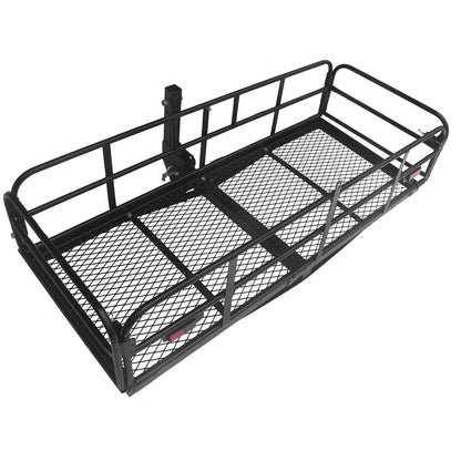 Carivia Folding Hitch Mount Cargo Carrier 60" x 24" x 14" 510 LB Capacity Heavy Duty Cargo Rack Rear Luggage Basket Fits 2" Receiver for Car SUV Pickup Trailer Camping