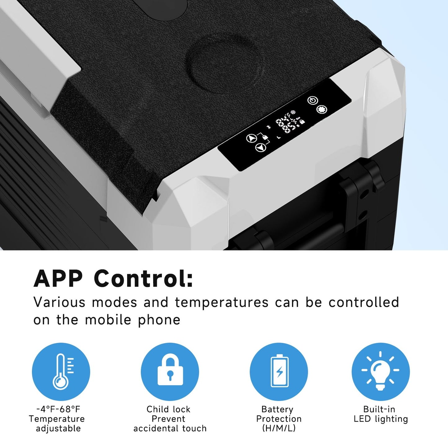 SubSun12V Cooler Car Fridge, 48QT -4℉~68℉ Fast Cooling Car Refrigerator, Portable Freezer with 12/24V DC and 110-220V AC, Electric Cooler for Camping, Road Trip and Boat
