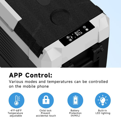 SubSun12V Cooler Car Fridge, 48QT -4℉~68℉ Fast Cooling Car Refrigerator, Portable Freezer with 12/24V DC and 110-220V AC, Electric Cooler for Camping, Road Trip and Boat