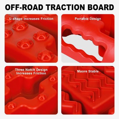 Big RED Farm Jack 48" with Off Road Traction Boards,Utility High Lift Farm Jack with Pair Recovery Tracks Traction Mat,Sand Mud Snow Recovery Kit for Car Truck Jeep ATV SUV UTV,Red