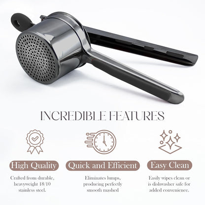 Bellemain 15 oz Black Potato Ricer - Heavy-Duty Stainless Steel Masher for Perfect Mashed Potatoes
