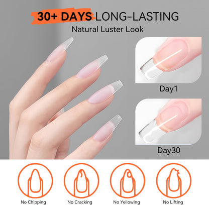 Makartt Clear Gel Builder Kit: Self-Levelling, Long Lasting Extension Hard Gels for Strengthener, Broken Nails Repair Gel Kit with Paper Forms, Dual forms, Nail File and Dual-End Brush 1.06 oz