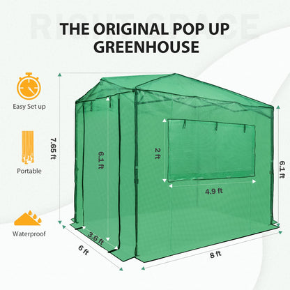 EAGLE PEAK 8'x6' Portable Greenhouse with Two Shelves