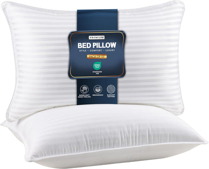 Utopia Bedding Queen Size Bed Pillows - Set of 2 Cooling Down Alternative Pillows for All Sleepers