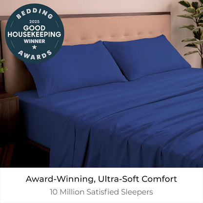 Mellanni King Sheets Set - 4 PC Luxury Bedding | Extra Soft, Cooling, Wrinkle-Resistant (Royal Blue)