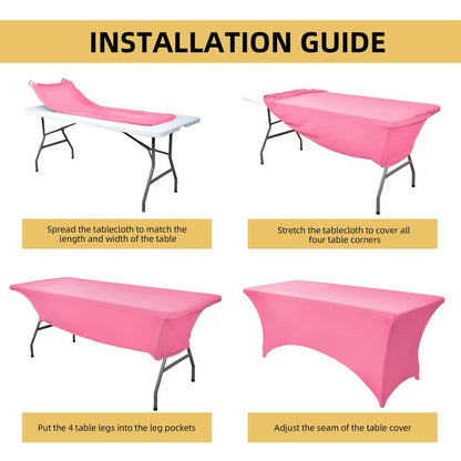 ZarzaaSik 6-Pack 4ft Spandex Table Covers for Rectangular Folding Tables - Wrinkle Resistant Stretch Tight Table Cloths - Ultimate Fitted Table Protector for Parties, Trade Shows, and Wedding