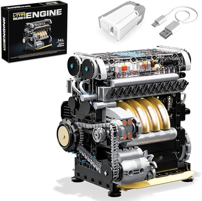L4 Engine Building Sets for Adults MOC Inline 4-Cylinder Mini Car Motor Model Kit That Runs DIY STEM Toy Gift for Teens 14+ (853 PCS)