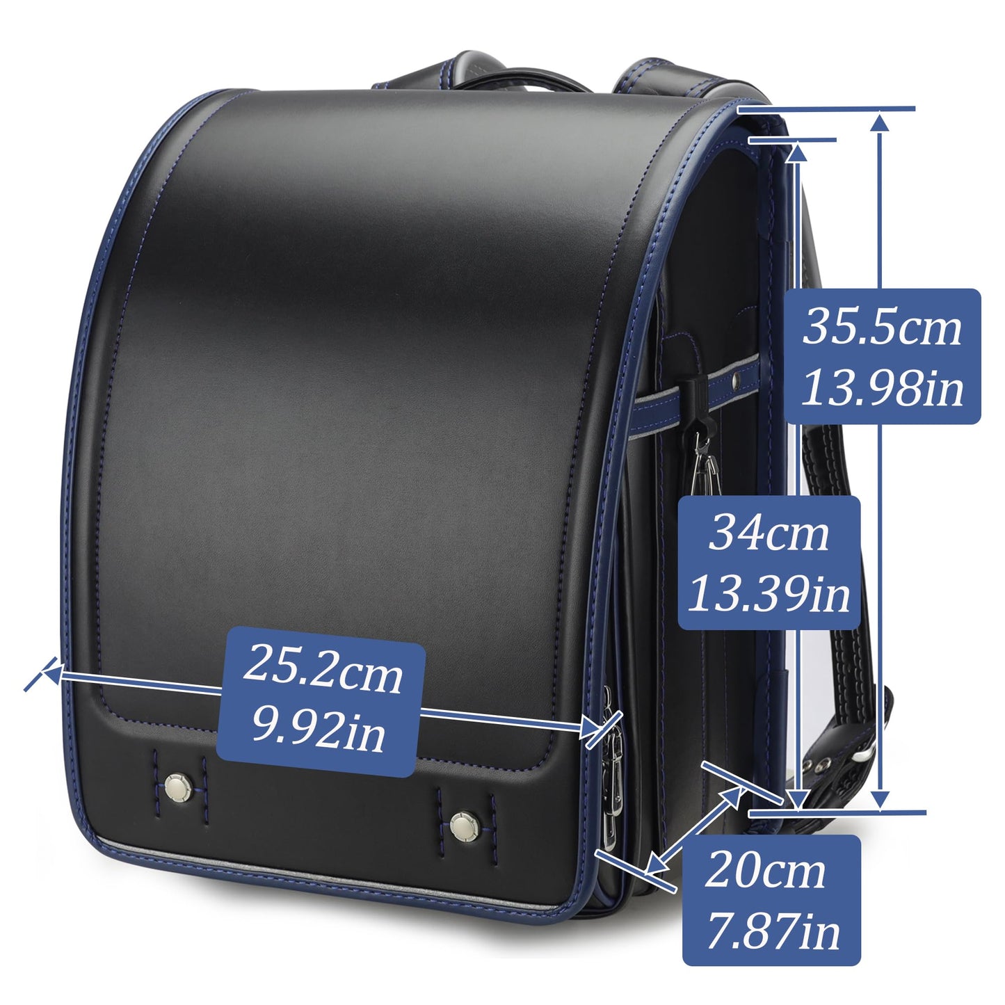 Baobab's wish Ransel Randoseru Backpack Semi-automatic satchel Japanese school bag for girls and boys PU leather bab-rng58 (Black)